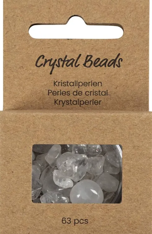 Krystalperler - Bjergkrystal - 7-12 MM - 1 MM - Transparente Farver - 63Stk