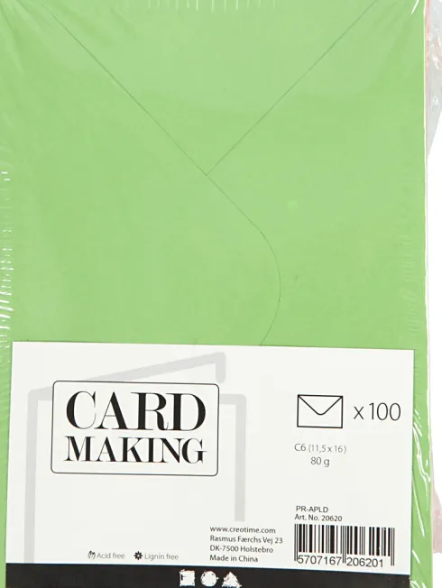 Kuverter - Kuvert Str. 11,5X16 CM - 80 G - Assorterede Farver - 10X10 Stk