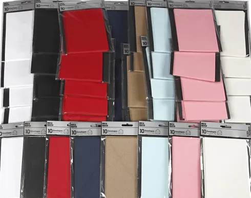 Kuvert - Kuvert Str. 11,5X16 CM - 110 G - Assorterede Farver - 8X10 Pakker