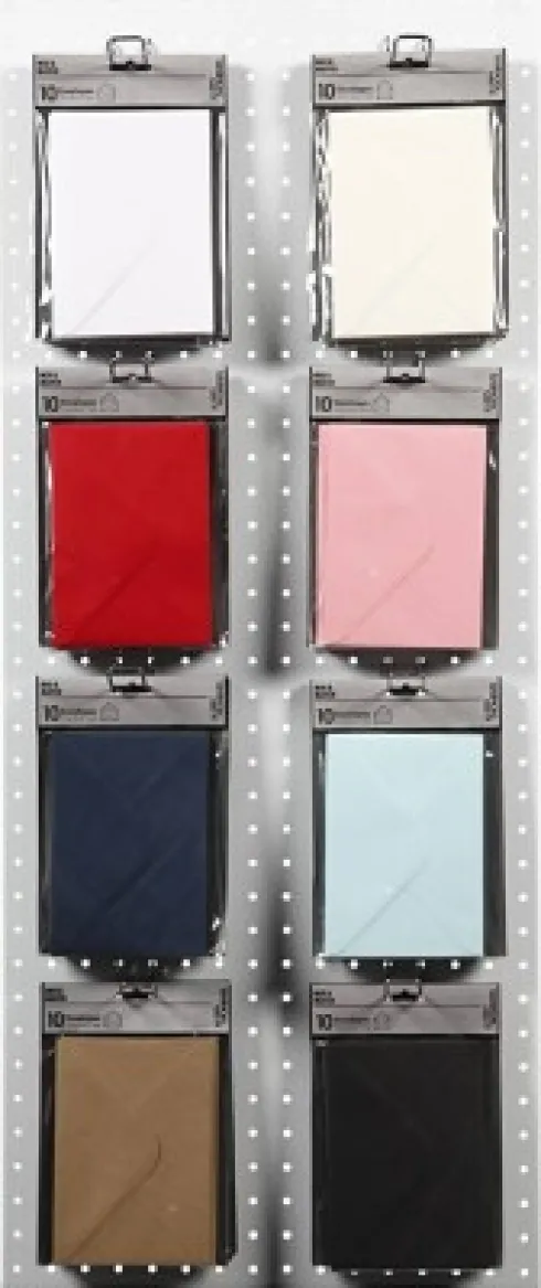 Kuvert - Kuvert Str. 11,5X16 CM - 110 G - Assorterede Farver - 8X10 Pakker