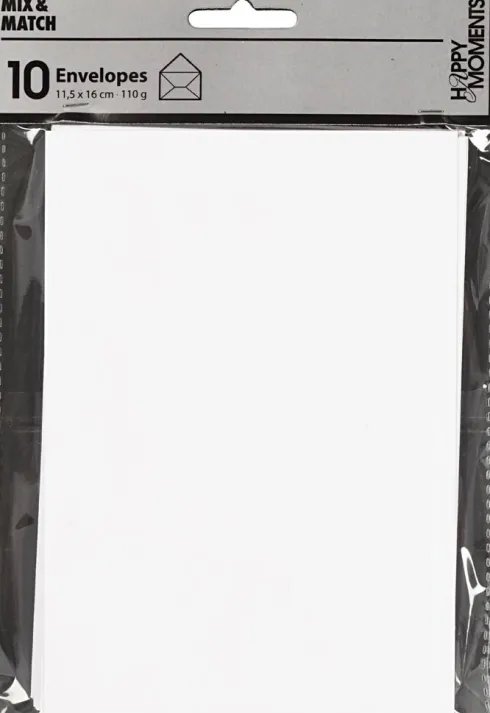 Kuvert - Kuvert Str. 11,5X16 CM - 110 G - Hvid - 10 Stk