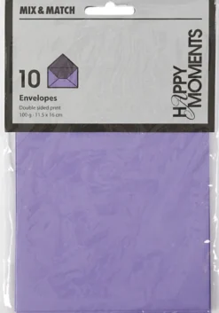 Kuvert - Kuvert Str. 11,5X16 CM - 100 G - Mørk Lilla/Lilla - 10 Stk