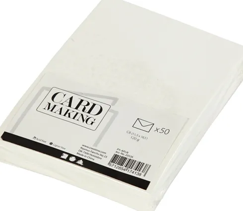 Kuvert - Kuvert Str. 11,4X16,2 CM - 120 G - Råhvid - 50 Stk