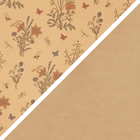 Læderpapir - Blomster - Ensfarvet - 350 G - Lysebrun - 49,5X100 CM