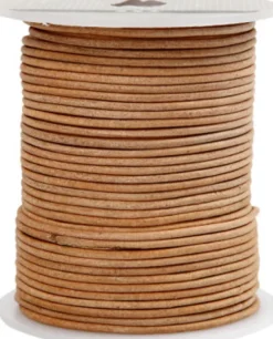 Lædersnor - Tykkelse 2 MM - Rund - Beige - 50 M