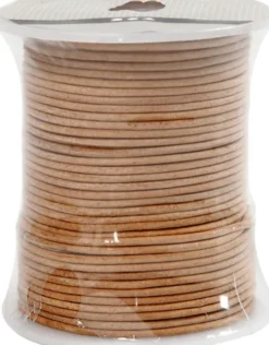 Lædersnor - Tykkelse 2 MM - Rund - Beige - 50 M