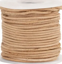 Lædersnor - Tykkelse 1 MM - Rund - Natur - 10 M