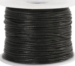 Lædersnor - Tykkelse 1 MM - Rund - Sort - 50 M
