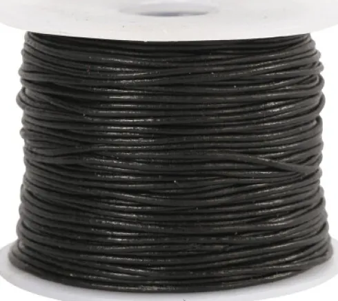 Lædersnor - Tykkelse 1 MM - Rund - Sort - 50 M