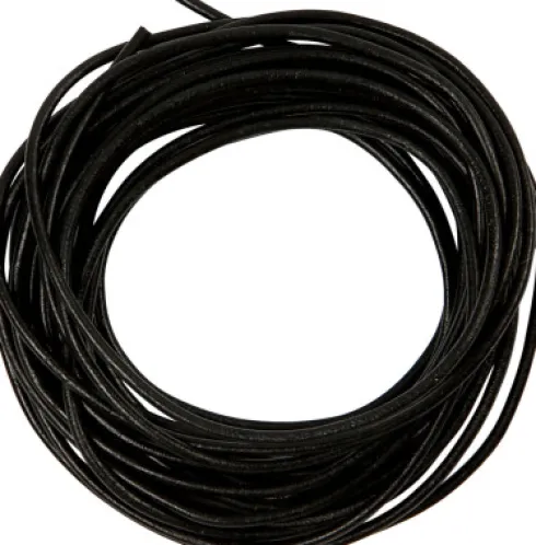 Lædersnor - Tykkelse 2 MM - Rund - Sort - 4 M