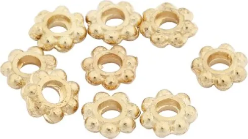 Ledperle - Ø 6 MM - Hulstr. 2 MM - Forgyldt - 100 Stk