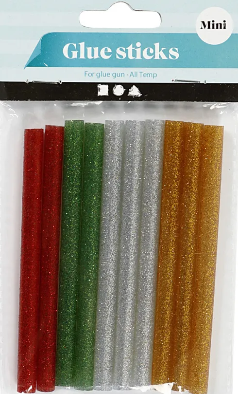 Lim Til Limpistol - L 10 CM - Glitter - Guld Grøn Rød Sølv - 10 Stk