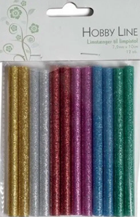 Lim Til Limpistol - L 10 CM - Ø 7,2 MM - Glimmer Farver - 6X2 Stk