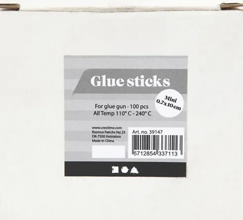 Lim Til Limpistol - L 10 CM - Ø 7 MM - Glitter - Guld Grøn Rød Sølv - 100 Stk