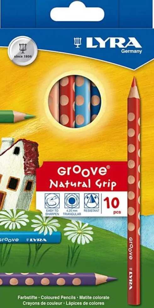 Lyra - Groove Farveblyanter - Natural Grip - 10 Farver