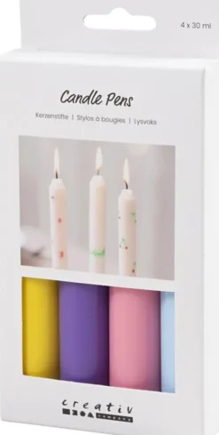 Lyspenne - Lys Blå - Lys Pink - Lilla - Gul - 30 ML/ 4 Pakker
