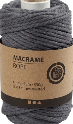 Macramé Reb - L 55 M - Ø 4 MM - Grå - 330 G