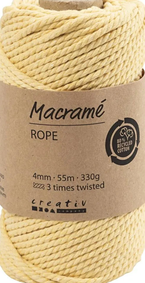 Macramé Reb - L 55 M - Ø 4 MM - Lys Gul - 330 G