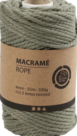 Macramé Reb - L 55 M - Ø 4 MM - Mos Grøn - 330 G