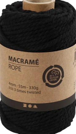 Macramé Reb - L 55 M - Ø 4 MM - Sort - 330 G