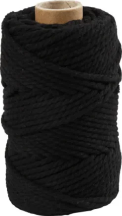Macramé Reb - L 55 M - Ø 4 MM - Sort - 330 G