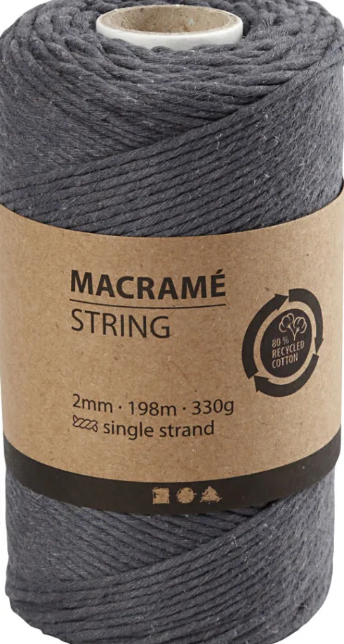 Macramé Snor - L 198 M - Ø 2 MM - Grå - 330 G