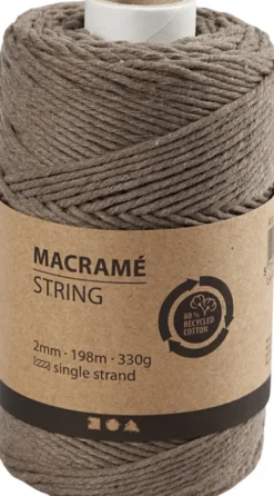 Macramé Snor - L 198 M - Ø 2 MM - Lys Brun - 330 G