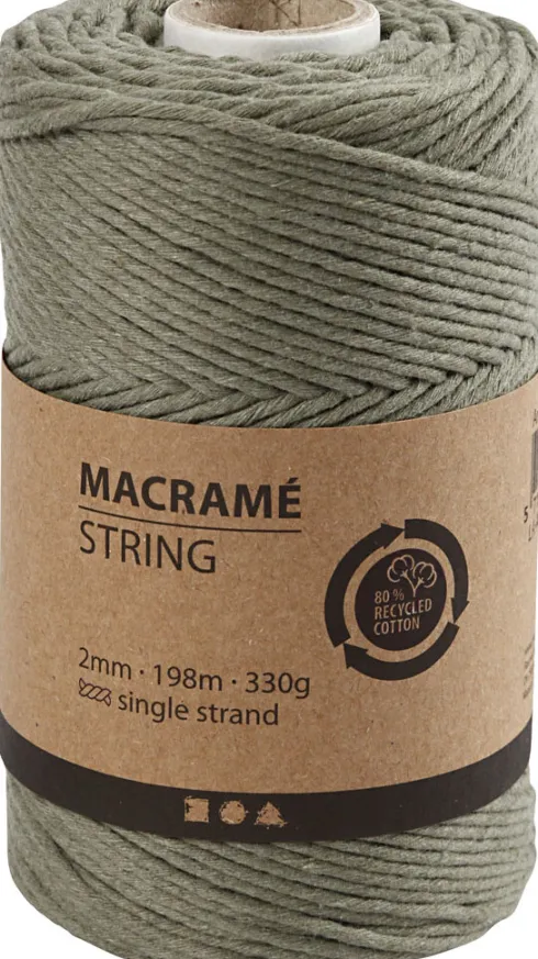 Macramé Snor - L 198 M - Ø 2 MM - Mos Grøn - 330 G