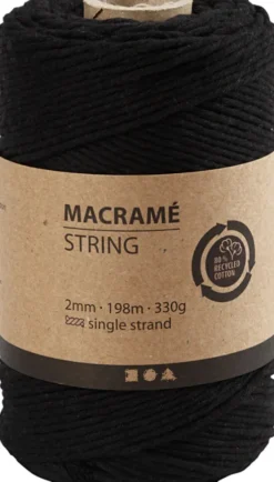 Macramé Snor - L 198 M - Ø 2 MM - Sort - 330 G