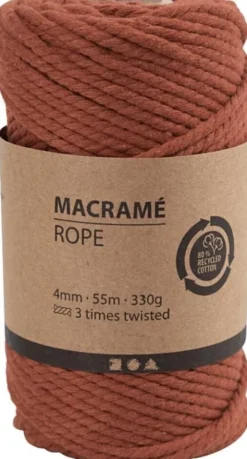 Macramé Snor - 4 MM - Brændt Orange - 55 Meter