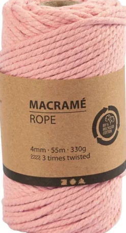 Macramé Snor - 4 MM - Rosa - 55 Meter