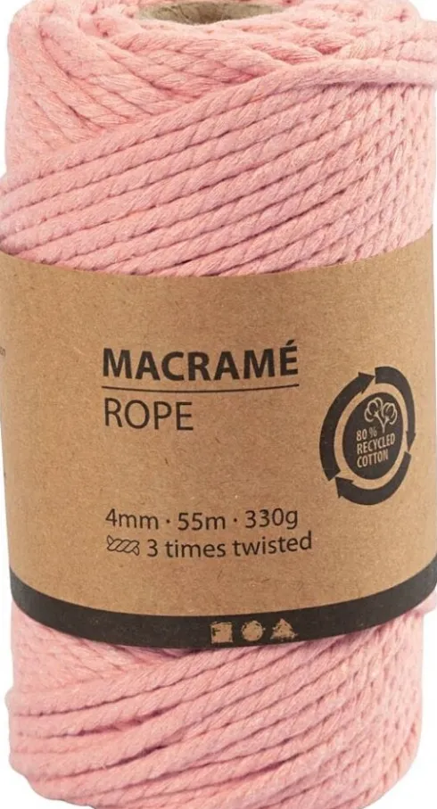 Macramé Snor - 4 MM - Rosa - 55 Meter