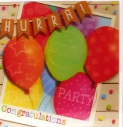 Magni - 3D Kort - Congratulations Hurra - Balloner