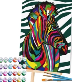 Mal Efter Tal - Lærred - Zebra - 40X30 CM