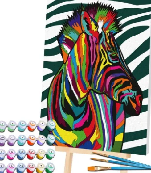 Mal Efter Tal - Lærred - Zebra - 40X30 CM