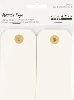 Manilamærker - Str. 5X10 CM - 250 G - Creme - 20 Stk