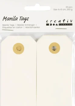 Manilamærker - Str. 4X8 CM - 250 G - Creme - 20 Stk