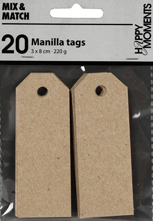 Manillamærker - Str. 3X8 CM - 220 G - Natur - 20 Stk