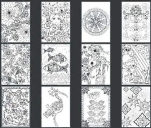 Marabu - Graphix - Mal Selv Postkort - Tangle World - 12 Stk