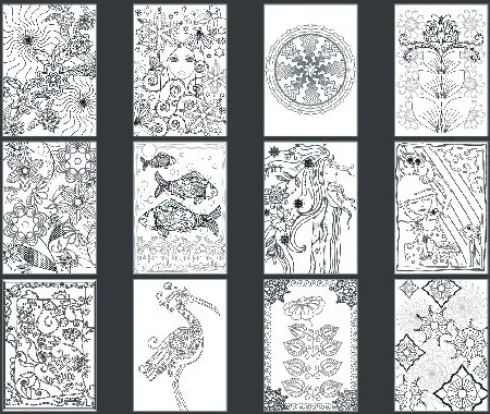 Marabu - Graphix - Mal Selv Postkort - Tangle World - 12 Stk