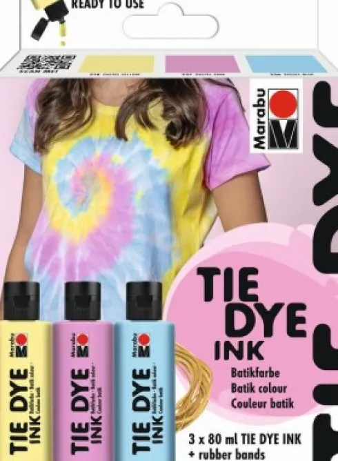 Marabu - Tie Dye Ink Batikfarve Kit - Pastel - 3X80 ML
