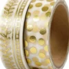 Masking Tape - Ranke Og Prikker - Folie - B 15 MM - Guld - 2X4 M