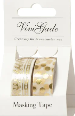Masking Tape - Ranke Og Prikker - Folie - B 15 MM - Guld - 2X4 M