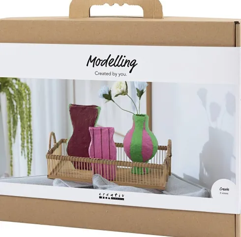 Maxi Kreativt Sæt - Modellering - Papmachévaser - Assorterede Farver
