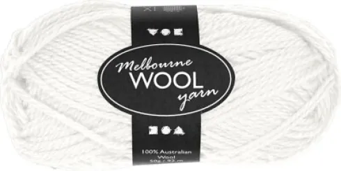 Melbourne Uldgarn - L 92 M - Pind 4-5,5 - Råhvid - 50 G
