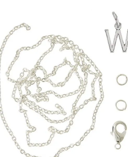 Me & My Box - Vedhæng DIY Sæt - Bogstav - W - Sølvbelagt 925 Sterling