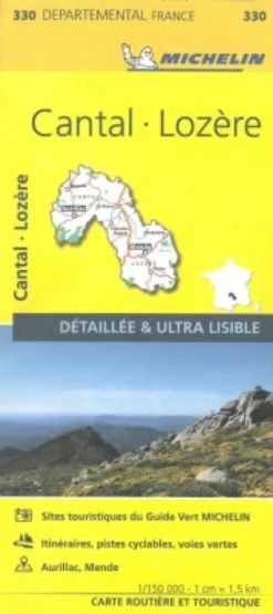 Michelin Kort - France Blad 330: Cantal, Lozere