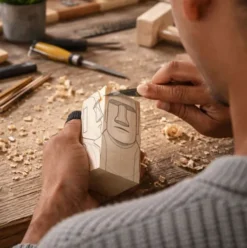 Mikamax - Moai Carving Kit - DIY Moai Figur Træskæresæt