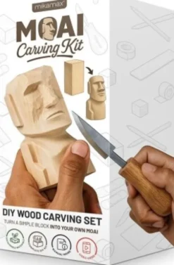Mikamax - Moai Carving Kit - DIY Moai Figur Træskæresæt