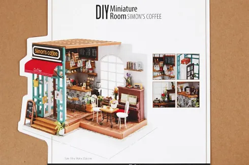 Miniaturerum - Kaffebar - H 19 CM - L 22,6 CM - B 19,4 CM - 1 Stk